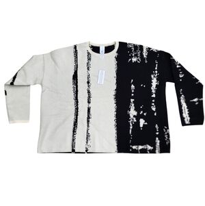 Marla Wynne Wynne Collection Soft KNIT Painted Jacquard Sweater black size Med.